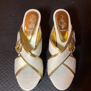White & Gold mules